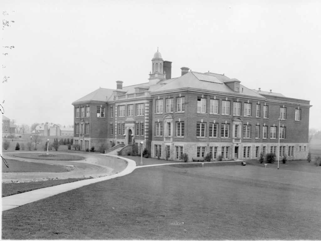 Historical black and white image of the Ontario Veterinary College